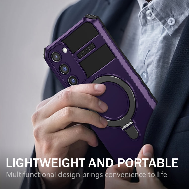 For Samsung Galaxy S23 5G MagSafe Magnetic Holder Phone Case(Purple)