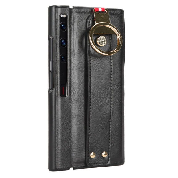 For Huawei Mate Xs 2 Wristband Leather Back Phone Case(Black)