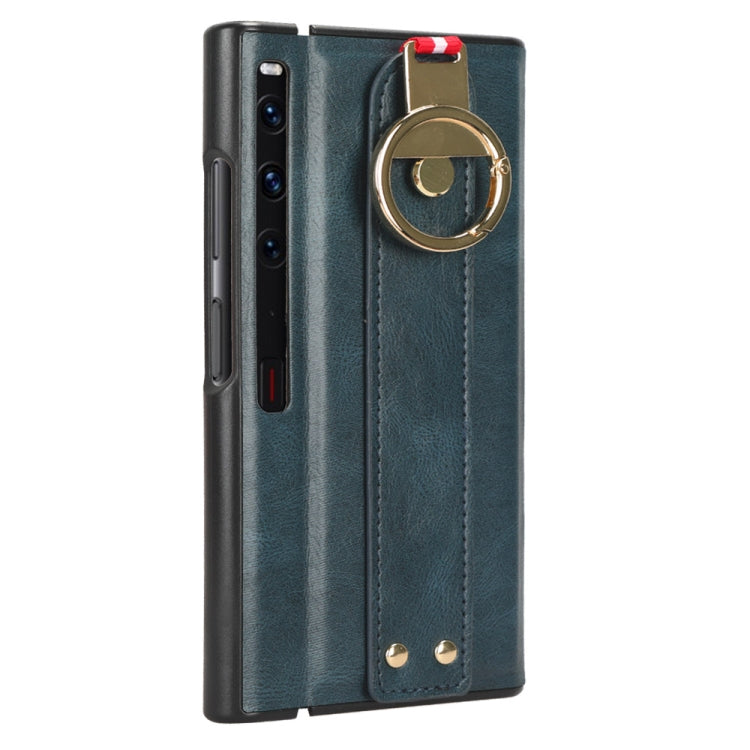 For Huawei Mate Xs 2 Wristband Leather Back Phone Case(Blue)