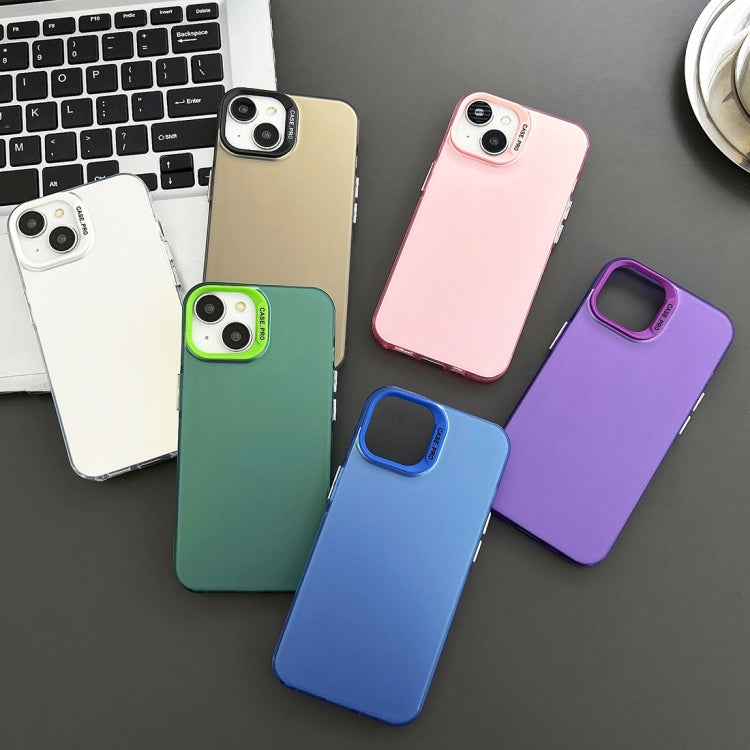 For iPhone 14 Semi Transparent Frosted PC Phone Case(Blue)