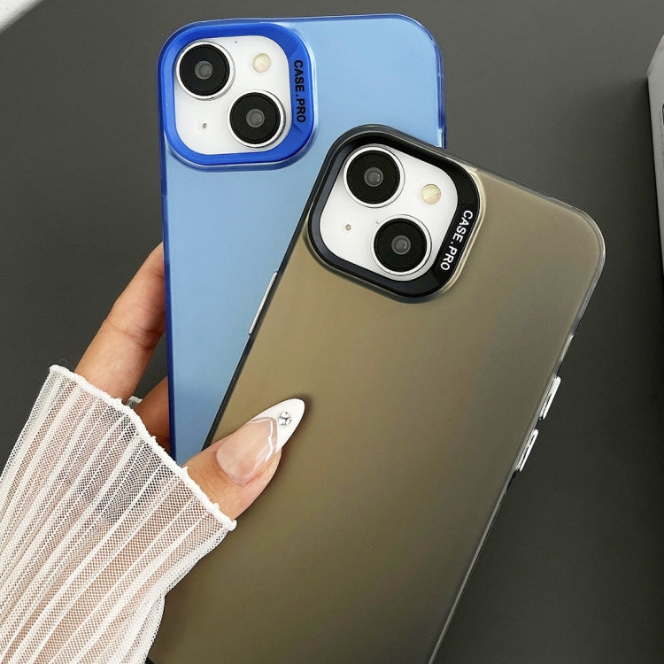 For iPhone 14 Semi Transparent Frosted PC Phone Case(Blue)