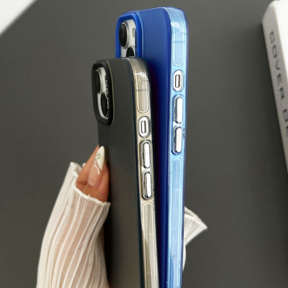 For iPhone 14 Semi Transparent Frosted PC Phone Case(Blue)