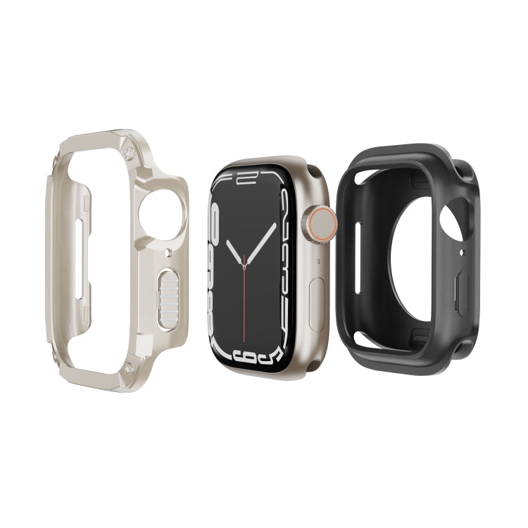 For Apple Watch Series 8 / 7 45mm 2-in-1 PC Hybrid TPU Armor Watch Case(Starlight)