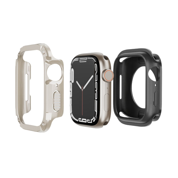 For Apple Watch Series 8 / 7 45mm 2-in-1 PC Hybrid TPU Armor Watch Case(Starlight)
