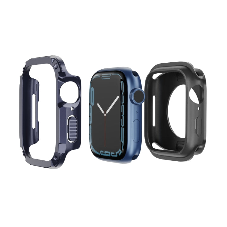 For Apple Watch Series 6 / 5 / 4 / SE 44mm 2-in-1 PC Hybrid TPU Armor Watch Case(Midnight Blue)