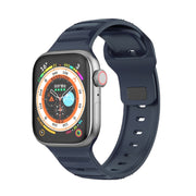 For Apple Watch 7 41mm Dot Texture Fluororubber Watch Band(Midnight Blue)