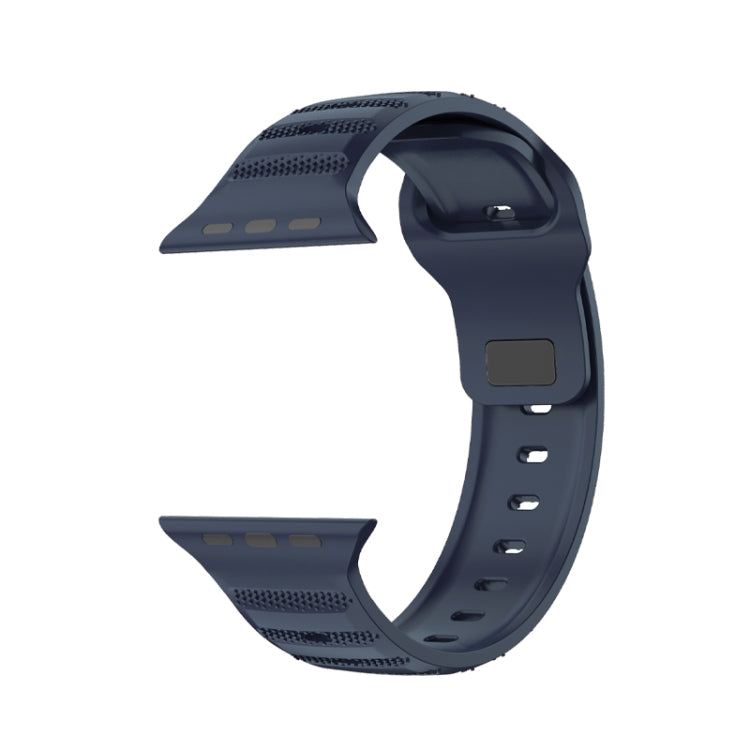 For Apple Watch 7 41mm Dot Texture Fluororubber Watch Band(Midnight Blue)