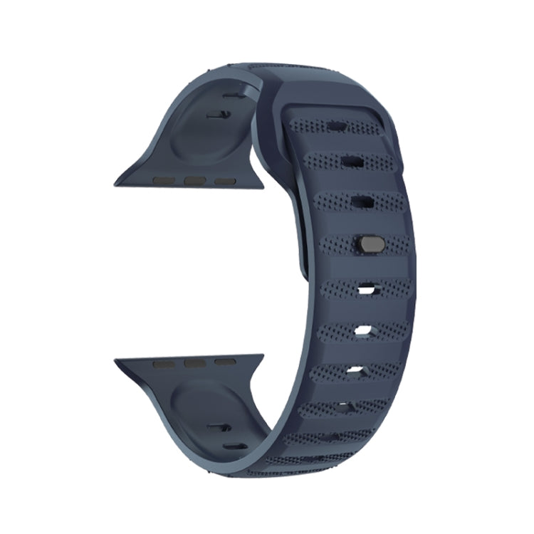 For Apple Watch 3 42mm Dot Texture Fluororubber Watch Band(Midnight Blue)