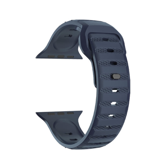 For Apple Watch 3 42mm Dot Texture Fluororubber Watch Band(Midnight Blue)