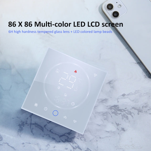 BHT-008GBL 95-240V AC 16A Smart Home Electric Heating LED Thermostat Without WiFi(White)