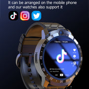 MT27 4G+64G 1.6 inch IP67 Water-resistant 4G Android 8.1 Smart Watch Support Heart Rate / GPS, Type:Leather Band