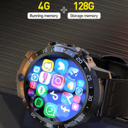 MT27 4G+64G 1.6 inch IP67 Water-resistant 4G Android 8.1 Smart Watch Support Heart Rate / GPS, Type:Leather Band