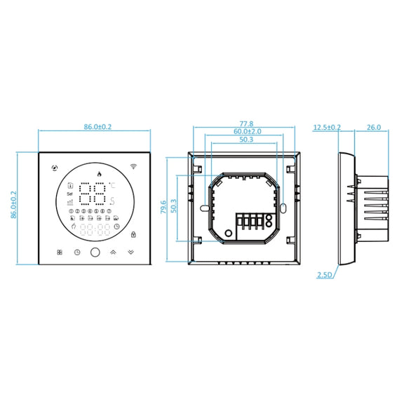 BHT-008GALW 95-240V AC 5A Smart Home Water Heating LED Thermostat With WiFi(White)