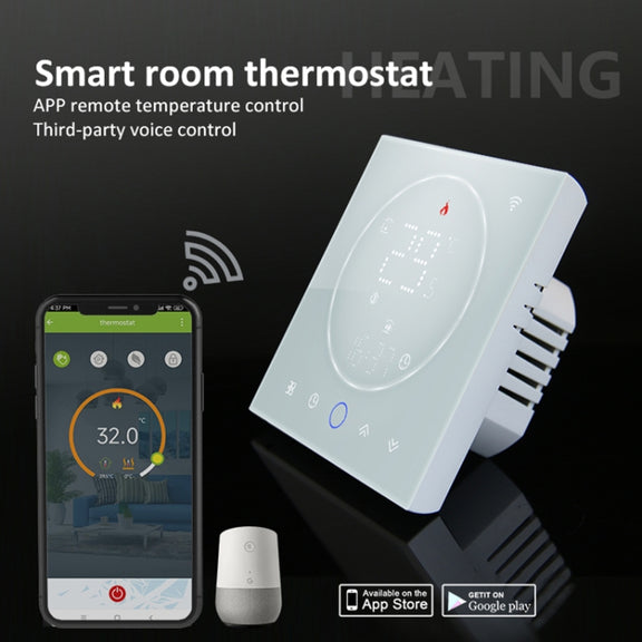 BHT-008GALW 95-240V AC 5A Smart Home Water Heating LED Thermostat With WiFi(White)