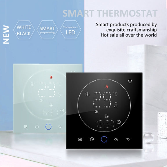 BHT-008GCL 95-240V AC 5A Smart Home Boiler Heating LED Thermostat Without WiFi(White)