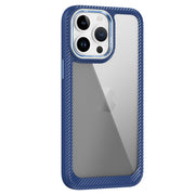 For iPhone 14 Pro Carbon Fiber Transparent Back Panel Phone Case(Blue)