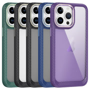 For iPhone 14 Pro Carbon Fiber Transparent Back Panel Phone Case(Blue)