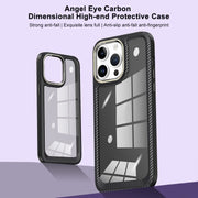 For iPhone 14 Pro Carbon Fiber Transparent Back Panel Phone Case(Blue)