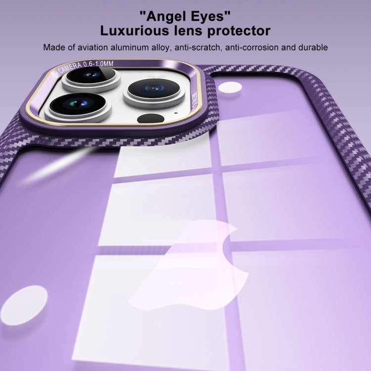 For iPhone 14 Pro Carbon Fiber Transparent Back Panel Phone Case(Blue)