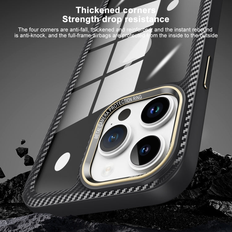 For iPhone 14 Pro Carbon Fiber Transparent Back Panel Phone Case(Blue)