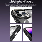 For iPhone 14 Pro Carbon Fiber Transparent Back Panel Phone Case(Blue)