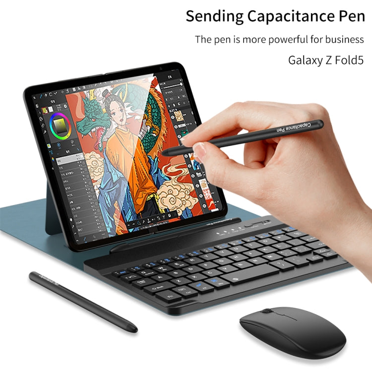For Samsung Galaxy Z Fold5 GKK Gear Adjustment Bluetooth Keyboard Leather Case with Pen + Keyboard + Mouse + Case(Carbon Fibre)