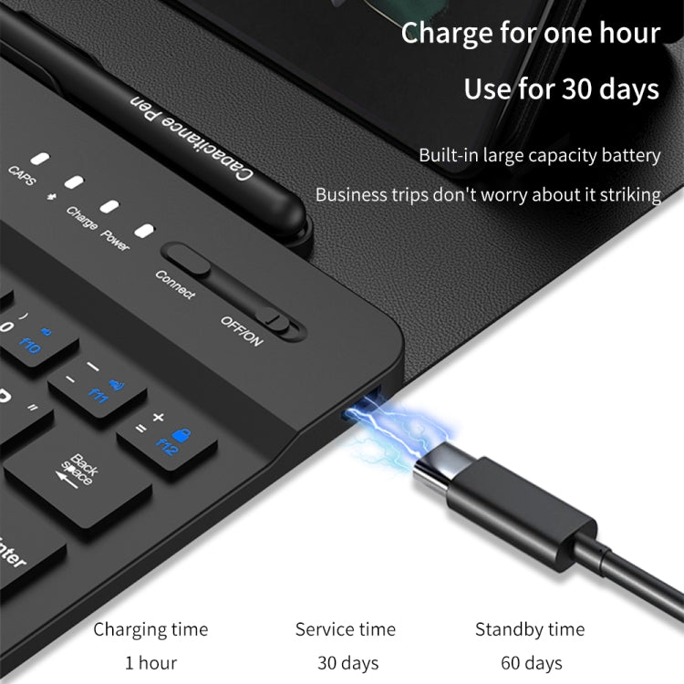 For Samsung Galaxy Z Fold5 GKK Gear Adjustment Bluetooth Keyboard Leather Case with Pen + Keyboard + Mouse + Case(Black)