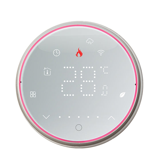 BHT-6001GBLW 95-240V AC 16A Smart Round Thermostat Electric Heating LED Thermostat With WiFi(White)