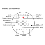 BHT-6001GCLW 95-240V AC 5A Smart Round Thermostat Boiler Heating LED Thermostat With WiFi(White)