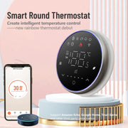 BHT-6001GCLW 95-240V AC 5A Smart Round Thermostat Boiler Heating LED Thermostat With WiFi(White)