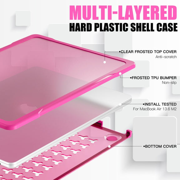 For MacBook Air 13.6 inch A2681 2022 Translucent Laptop Protective Case(Rose Red)
