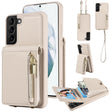 For Samsung Galaxy S21+ 5G Crossbody Lanyard Zipper Wallet Leather Phone Case(Beige) - free shipping - PMC TechLife - Order now!