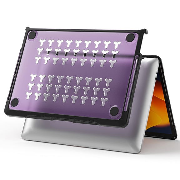 For MacBook Pro 13.3 inch A2338 Translucent Laptop Protective Case(Transparent Purple)