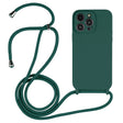 For iPhone 15 Pro Crossbody Lanyard Liquid Silicone Case(Pine Needle Green) - free shipping - PMC TechLife - Order now!