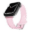For Apple Watch 3 42mm Diamond Texture Lace Clear TPU Watch Band(Pink) - Watch Bands by PMC TechLife | Online Shopping South Africa | PMC TechLife