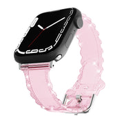 For Apple Watch 3 42mm Diamond Texture Lace Clear TPU Watch Band(Pink)