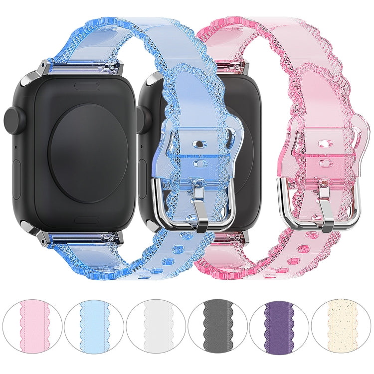 For Apple Watch 6 44mm Diamond Texture Lace Clear TPU Watch Band(Transparent)