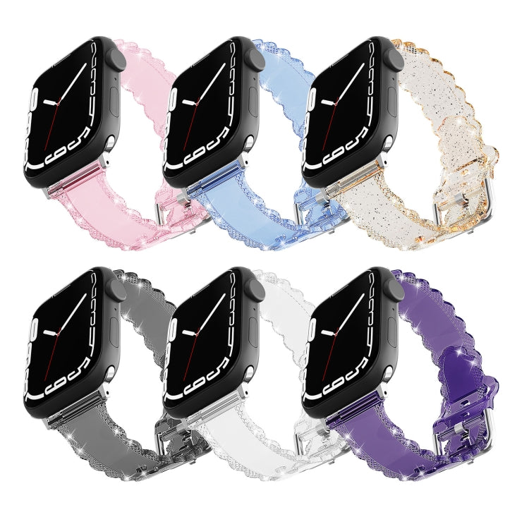 For Apple Watch 5 40mm Diamond Texture Lace Clear TPU Watch Band(Gold)
