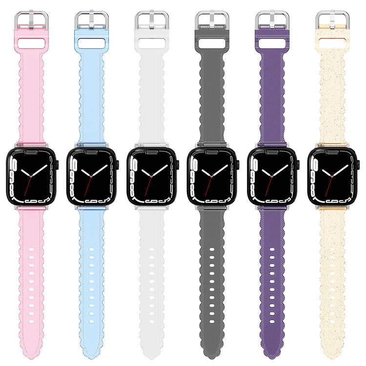 For Apple Watch SE 2022 40mm Diamond Texture Lace Clear TPU Watch Band(Gold)