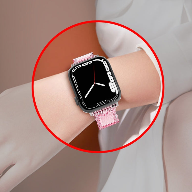 For Apple Watch SE 2022 40mm Diamond Texture Lace Clear TPU Watch Band(Black)
