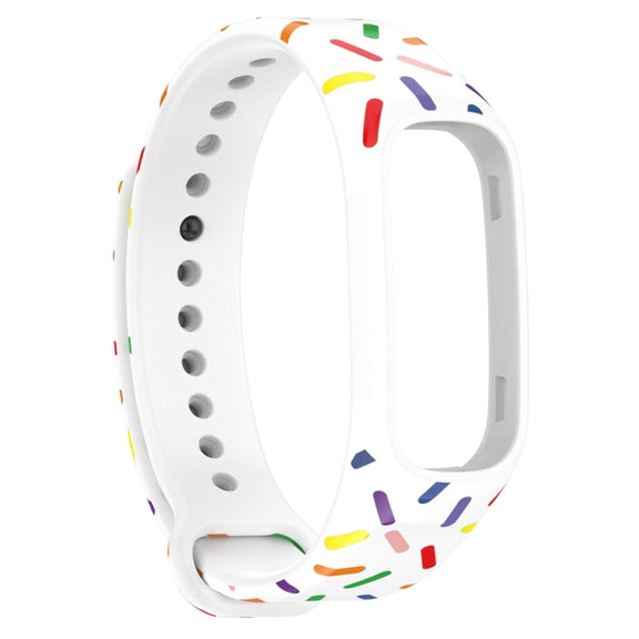 For OPPO Band Sports Rainbow Dots Silicone Watch Band(White)