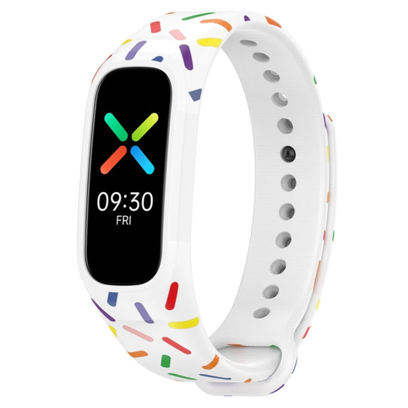 For OPPO Band Sports Rainbow Dots Silicone Watch Band(White)