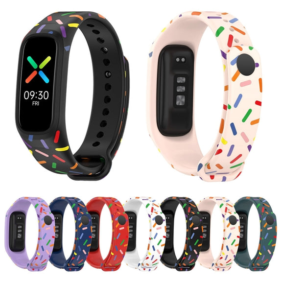 For OPPO Band Sports Rainbow Dots Silicone Watch Band(White)