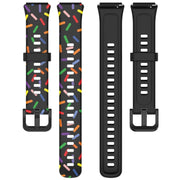 For Huawei Band 7 Sports Rainbow Dots Silicone Watch Band(Black)