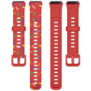 For Huawei Band 7 Sports Rainbow Dots Silicone Watch Band(Red)