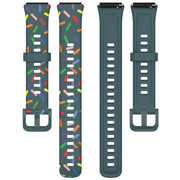 For Huawei Band 7 Sports Rainbow Dots Silicone Watch Band(Dark Green)