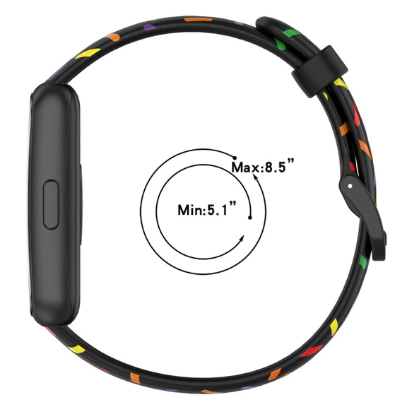 For Huawei Band 7 Sports Rainbow Dots Silicone Watch Band(Black)