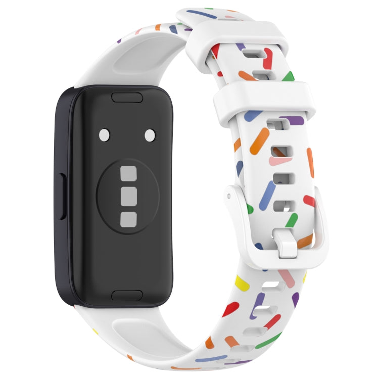 For Huawei Band 8 Sports Rainbow Dots Silicone Watch Band(White)