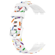 For Huawei Band 8 Sports Rainbow Dots Silicone Watch Band(White)