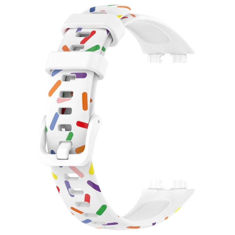 For Huawei Band 8 Sports Rainbow Dots Silicone Watch Band(White)